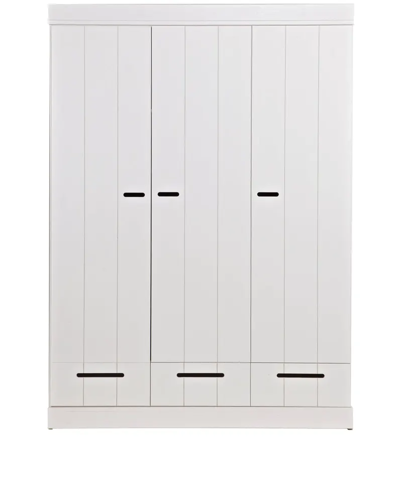 Connect Kleiderschrank mit Schubladen, 3-türig, Weiß, Ansicht 2