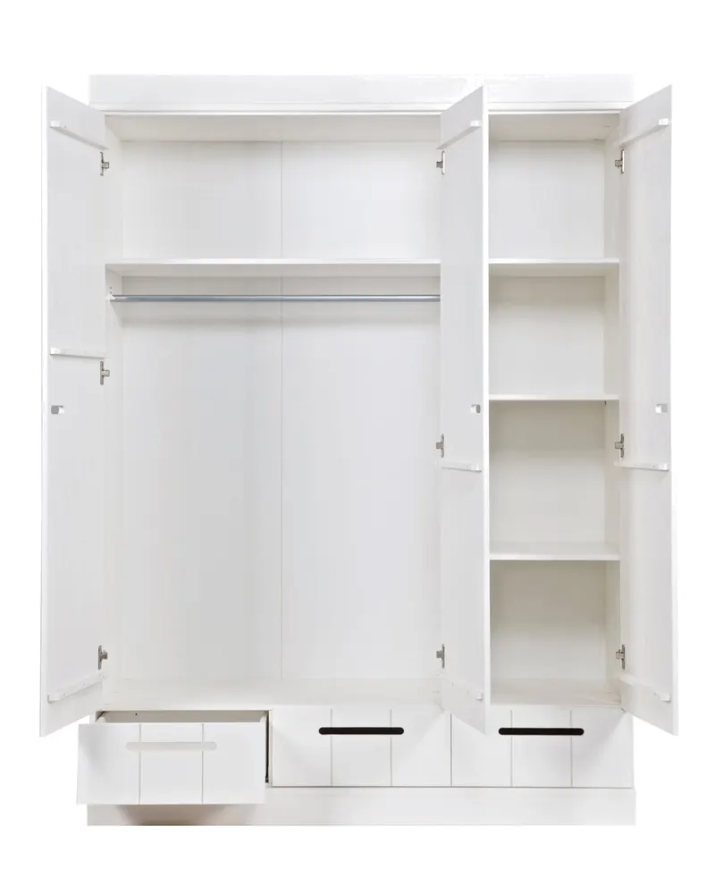 Connect Kleiderschrank mit Schubladen, 3-türig, Weiß, Ansicht 3