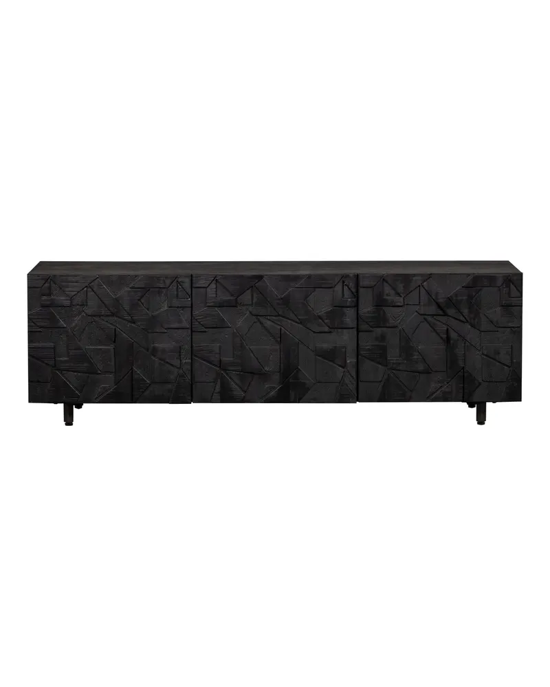 Counter Lowboard mit Schnitzfront, Schwarz, Ansicht 2