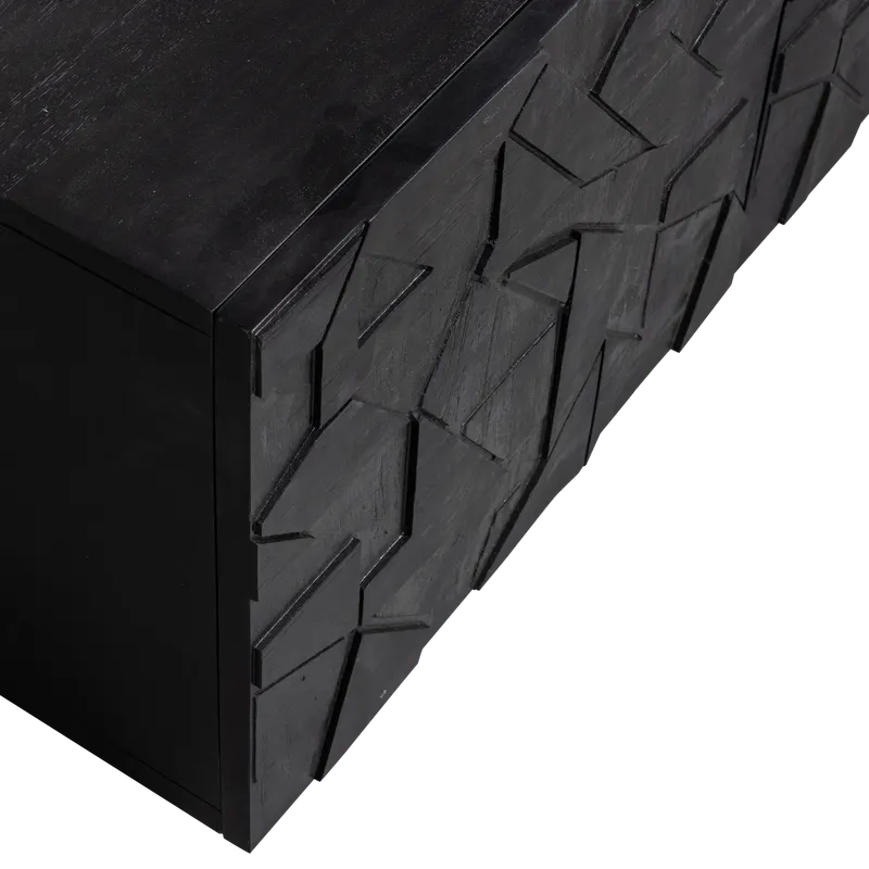 Counter Lowboard mit Schnitzfront, Schwarz, Detail, Ansicht 1