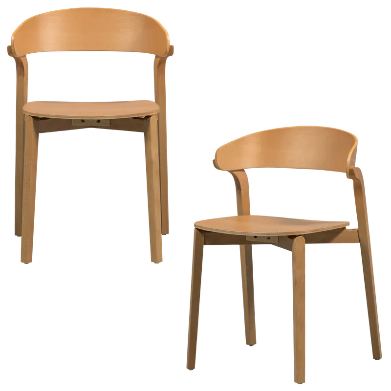 Cras Esszimmerstuhl aus Eschenfurnier Natur, im Wohnraum, Ansicht 2