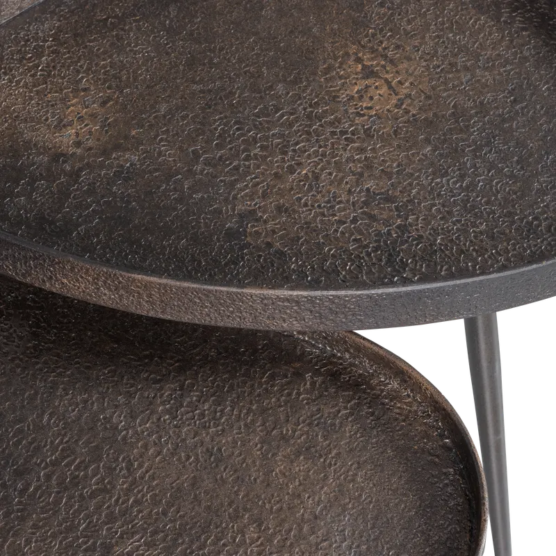 Crude Beistelltisch-Set, Antique Brons, Detail