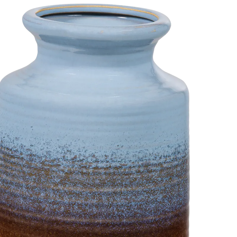 Decennia Vase aus Keramik, Blau/Gelb, Detail