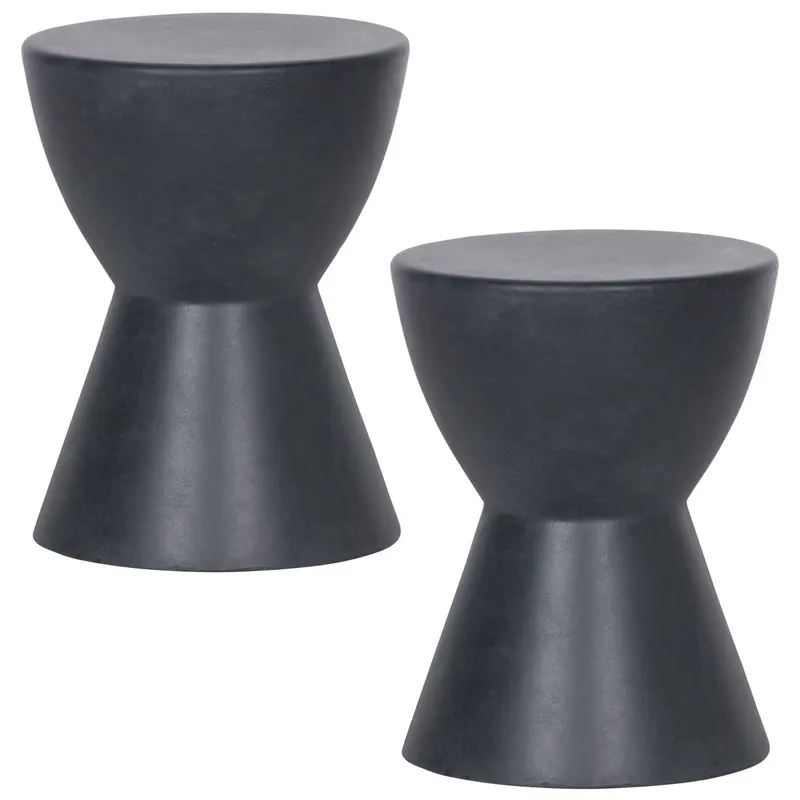 Dover Hocker, Anthrazit, 45 × Ø 35 cm, im Wohnraum, Ansicht 3