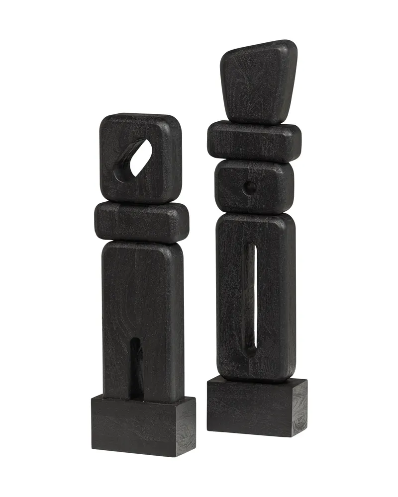 Elon Dekofigur-Set aus Mangoholz, Schwarz