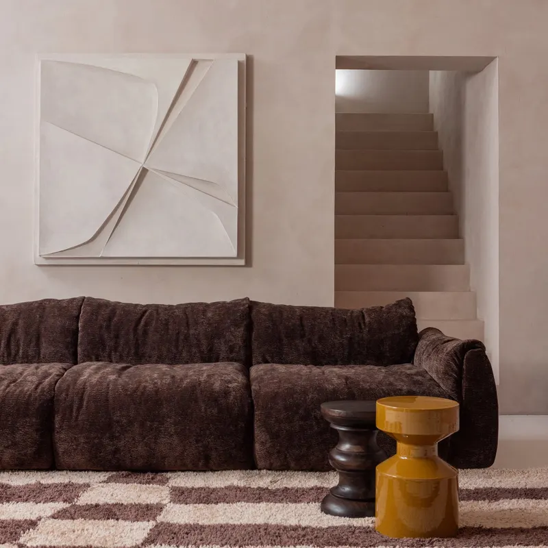 Fafa Teppich mit grafischem Muster, 200 × 300 cm, Natur/braun, im Wohnraum, Ansicht 1