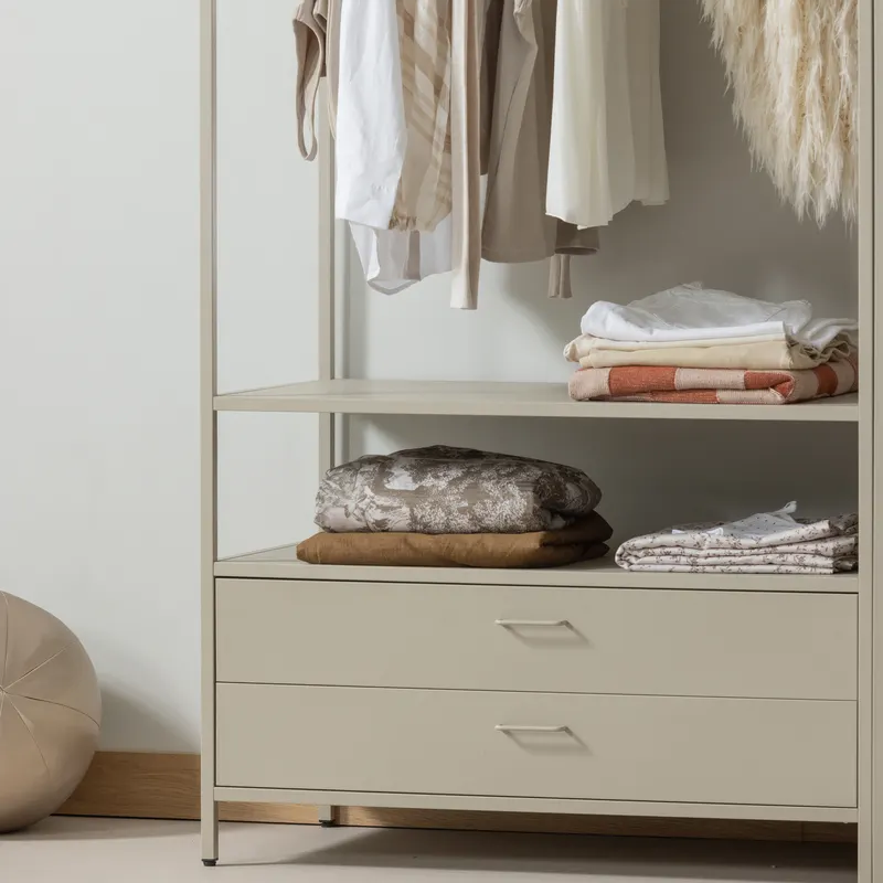 Ferris Kleiderschrank mit Schubladen, Sand, im Wohnraum, Ansicht 1