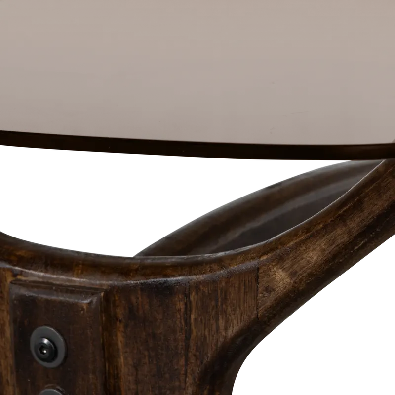 Flash Couchtisch mit Glasplatte und organischem Gestell, Walnuss, Detail, Ansicht 2