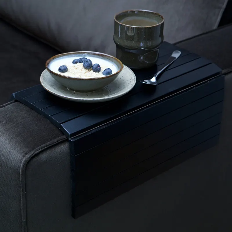 Flexibles Sofatablett XL aus Birke, Schwarz