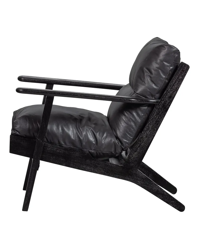 Houston Sessel, Schwarz mit Lederbezug, Ansicht 3