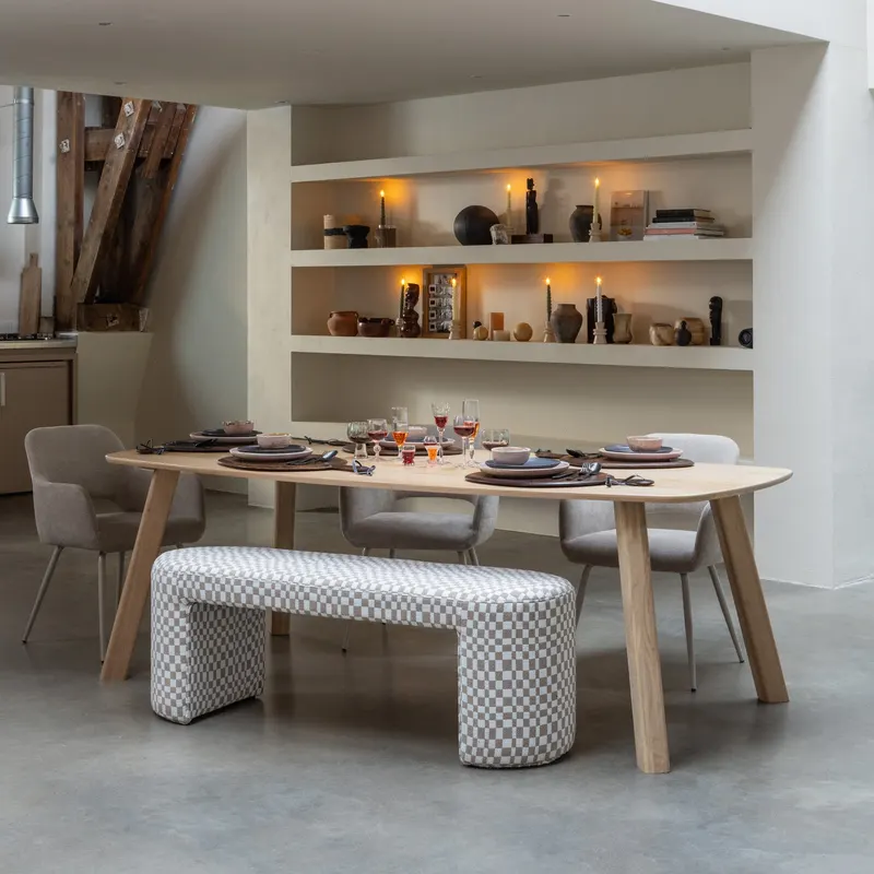 Jacob Sitzbank, gepolstert, Sand, im Wohnraum, Ansicht 2