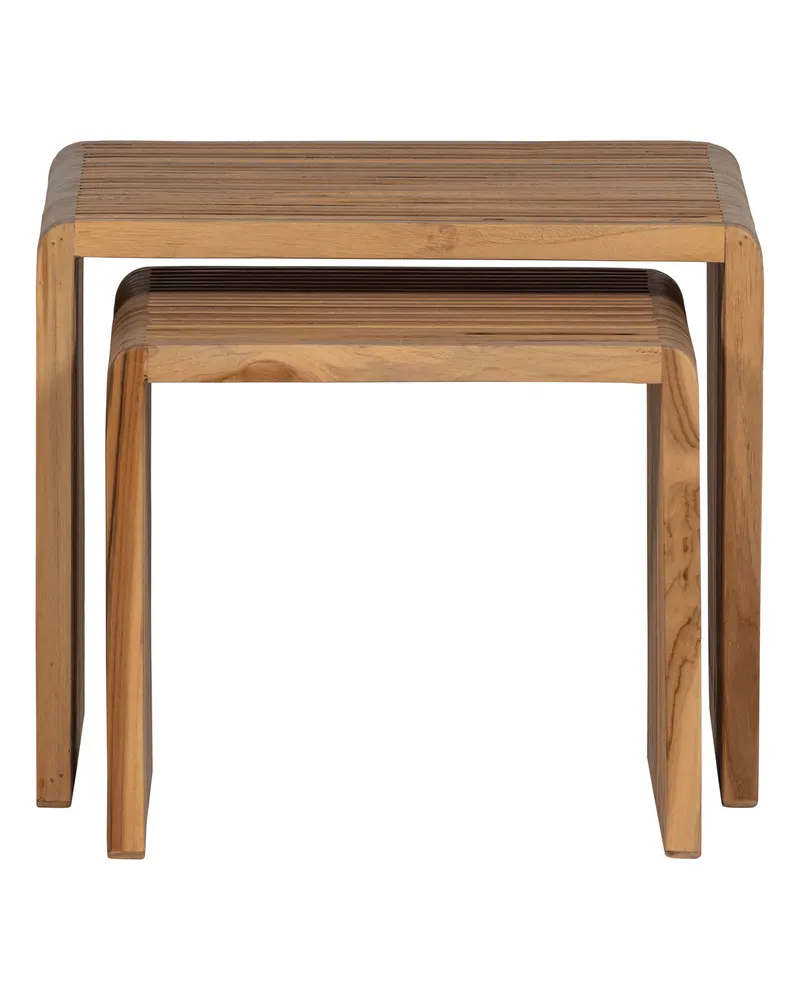 Jasmijn Beistelltisch-Set aus Teak, Braun, Ansicht 2
