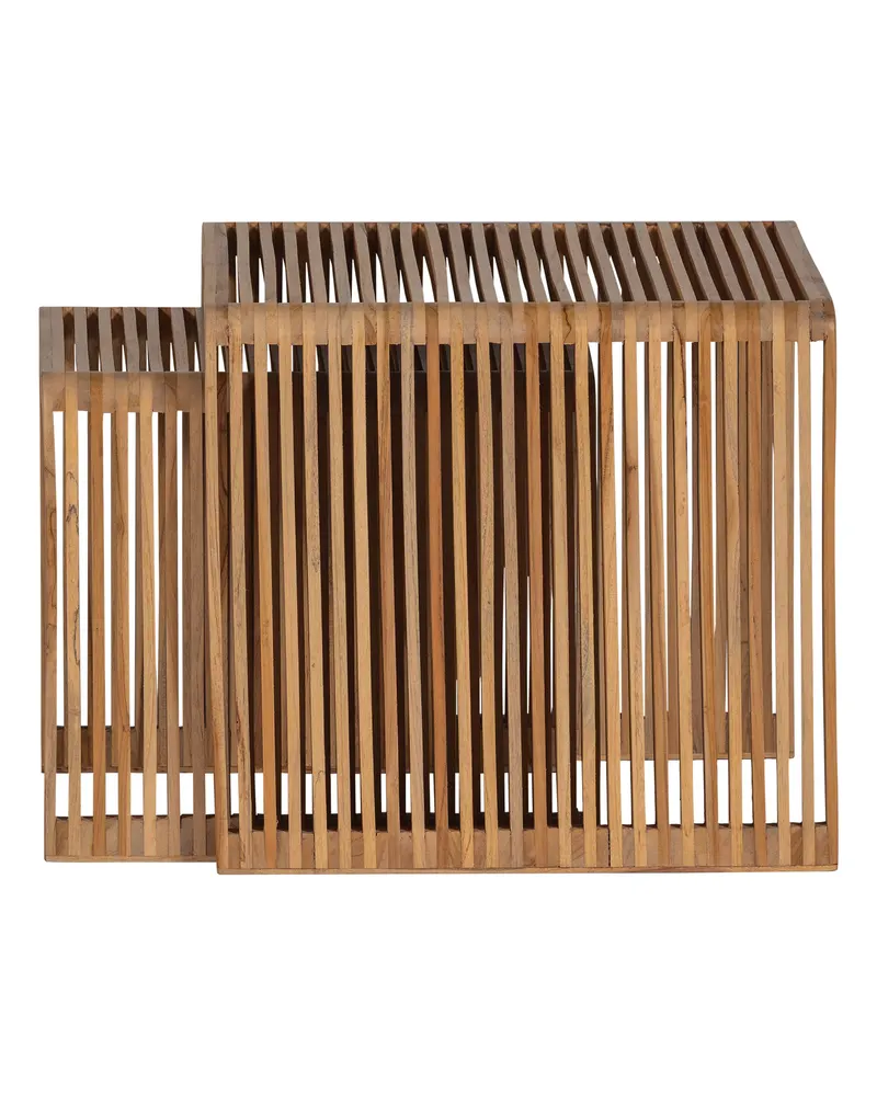 Jasmijn Beistelltisch-Set aus Teak, Braun, Ansicht 3