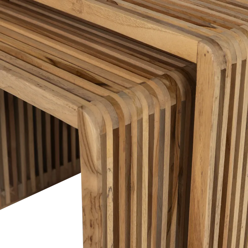 Jasmijn Beistelltisch-Set aus Teak, Braun, Detail, Ansicht 1