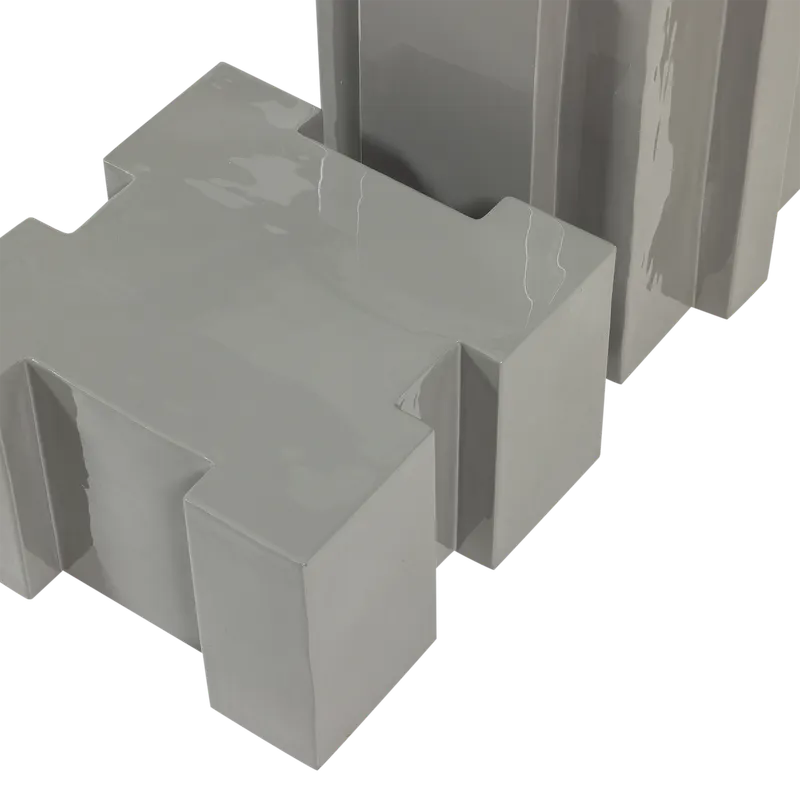 Jasmir Beistelltisch-Set aus Metall, Grau, Detail, Ansicht 1