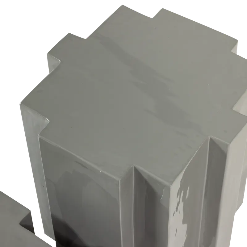 Jasmir Beistelltisch-Set aus Metall, Grau, Detail, Ansicht 2