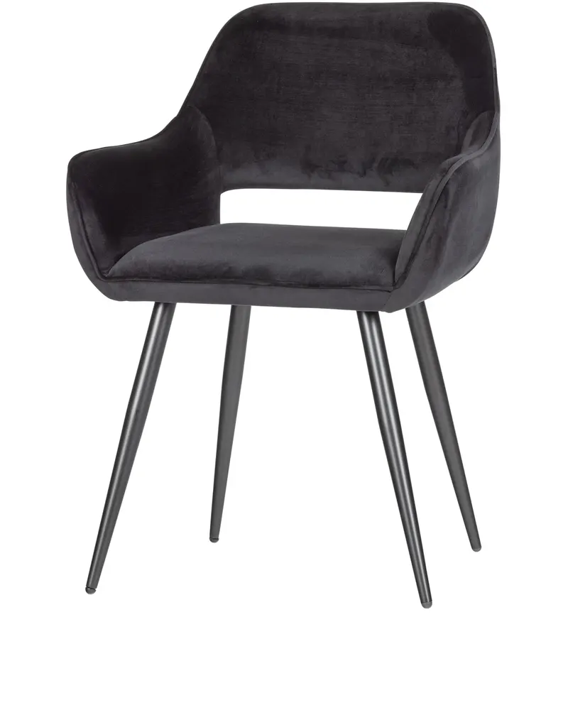 Jel Esszimmerstuhl-Samt, Schwarz, 2er-Set, Ansicht 3