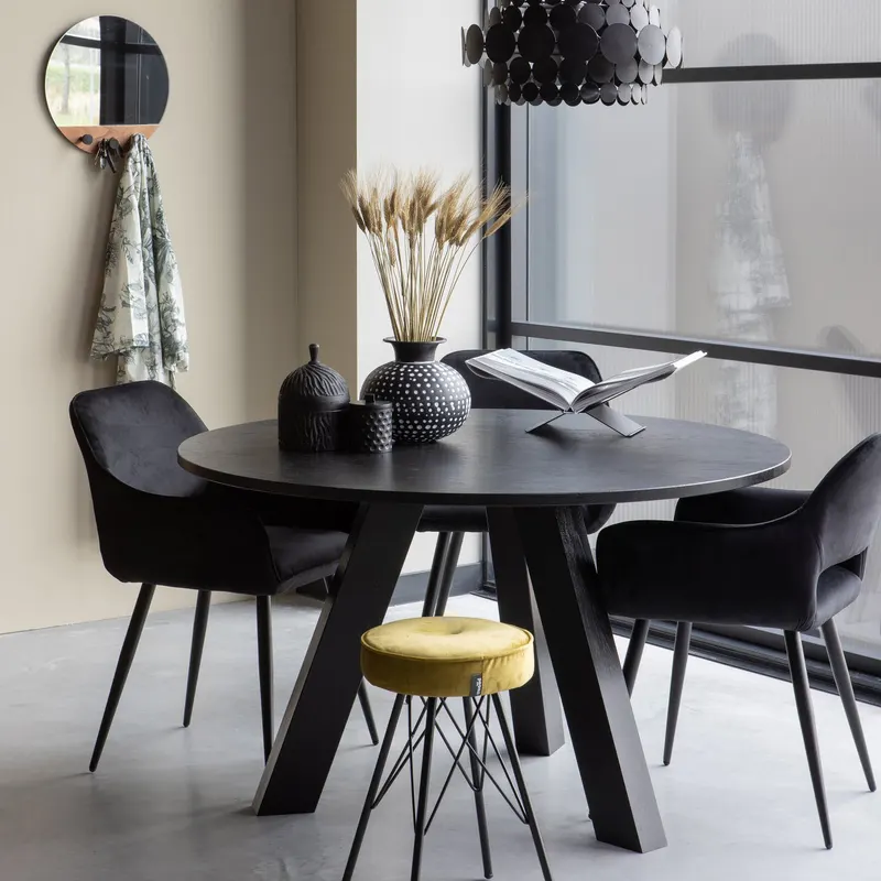Jel Esszimmerstuhl-Samt, Schwarz, 2er-Set, im Wohnraum
