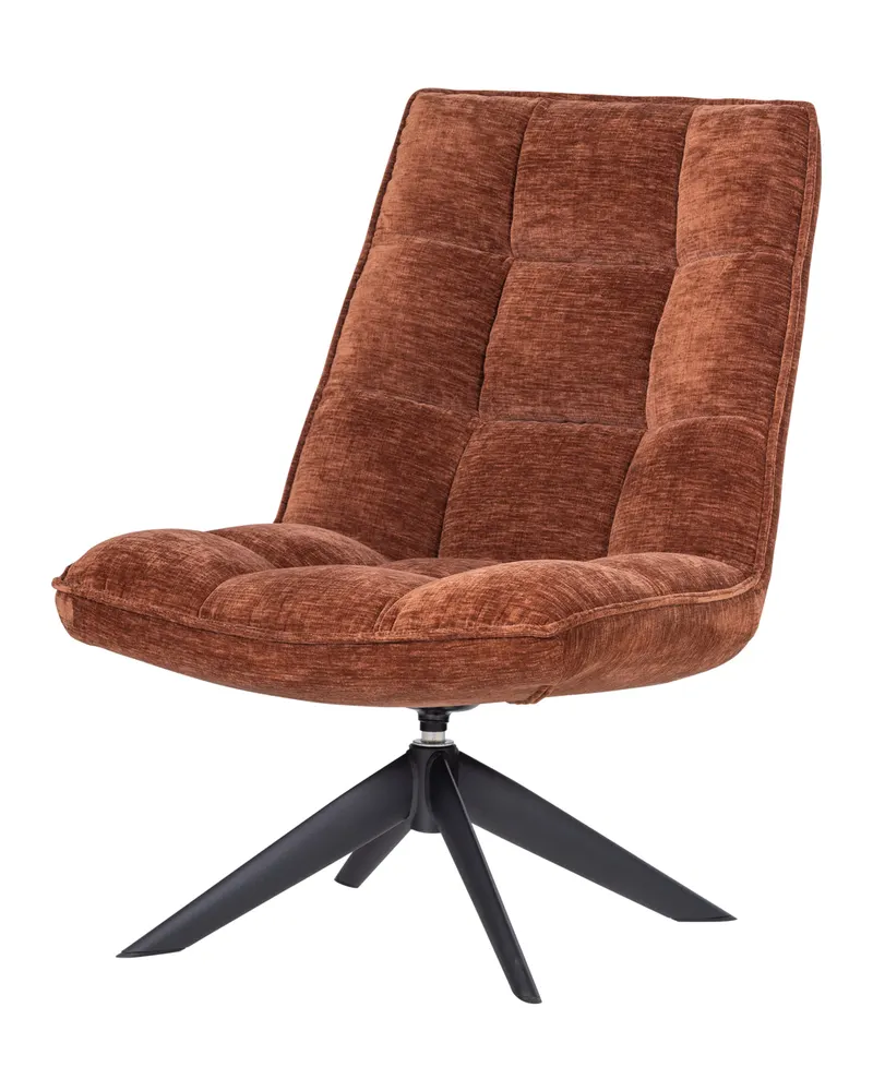 Jouke Drehsessel mit gegliederter Polsterfläche, Rostbraun · Chenille, Ansicht 1