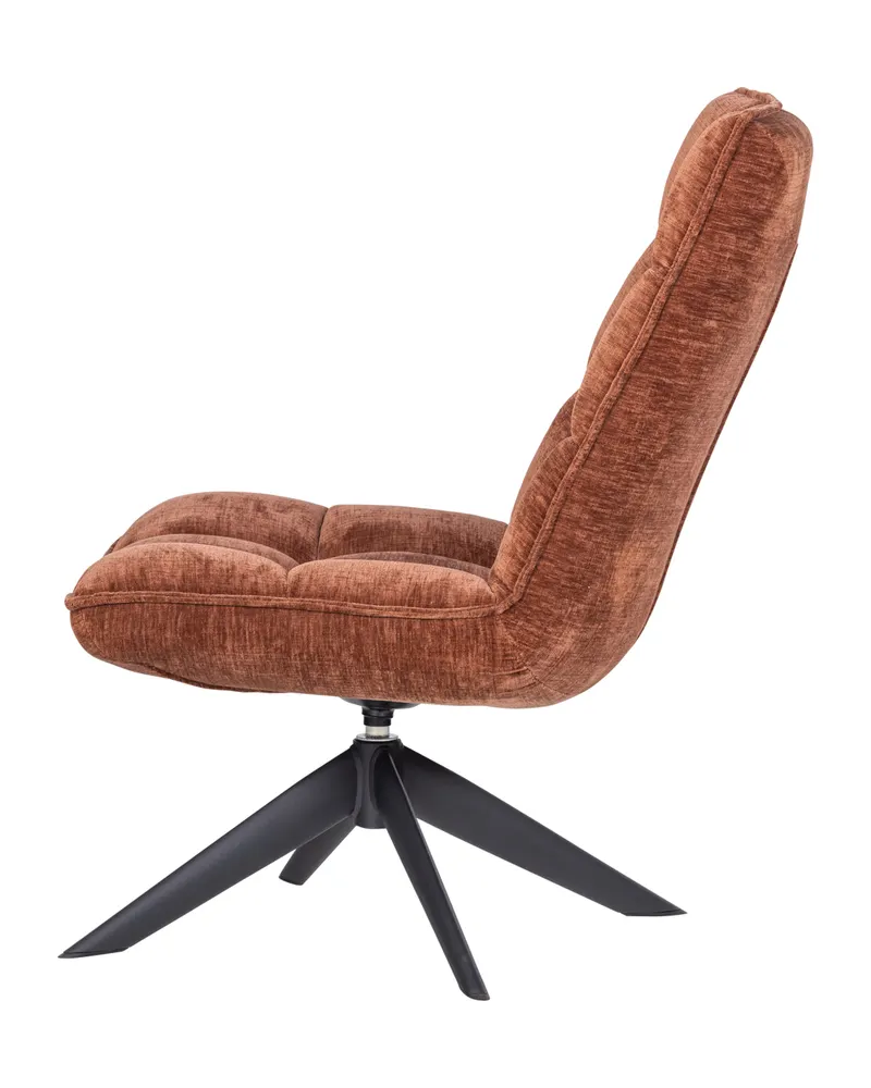 Jouke Drehsessel mit gegliederter Polsterfläche, Rostbraun · Chenille, Ansicht 3
