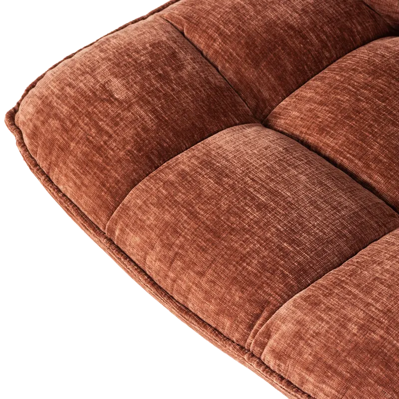 Jouke Drehsessel mit gegliederter Polsterfläche, Rostbraun · Chenille, Detail, Ansicht 1
