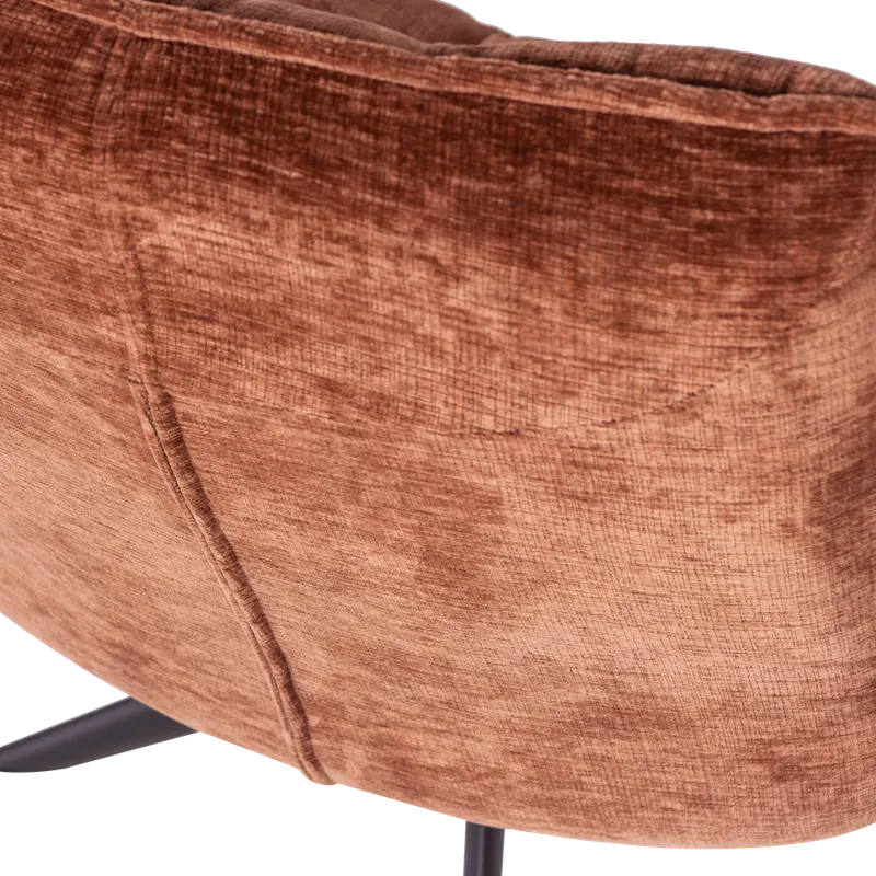 Jouke Drehsessel mit gegliederter Polsterfläche, Rostbraun · Chenille, Detail, Ansicht 2