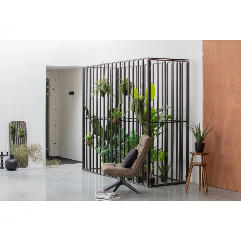 Jouke Drehsessel mit gegliederter Polsterfläche, Grün · Kunstleder, im Wohnraum, Ansicht 2