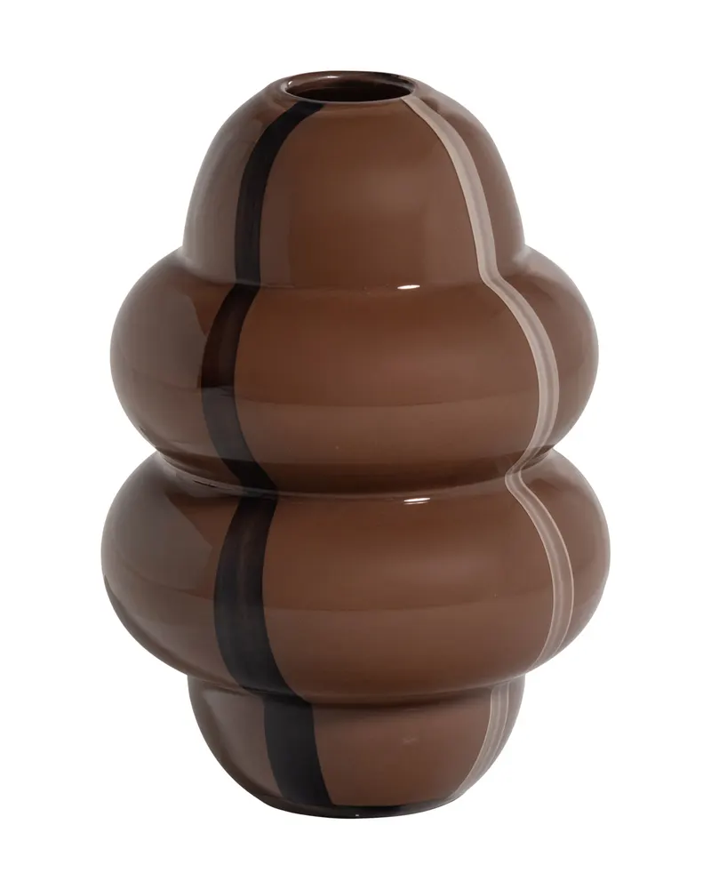 Kency Vase aus Glas mit Streifen, Dunkelbraun