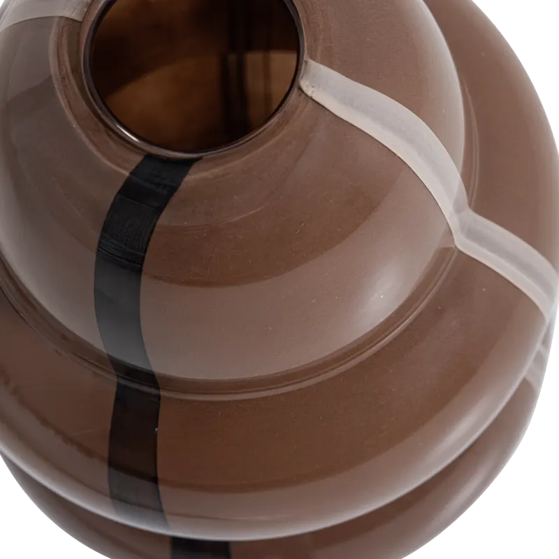 Kency Vase aus Glas mit Streifen, Dunkelbraun, Detail