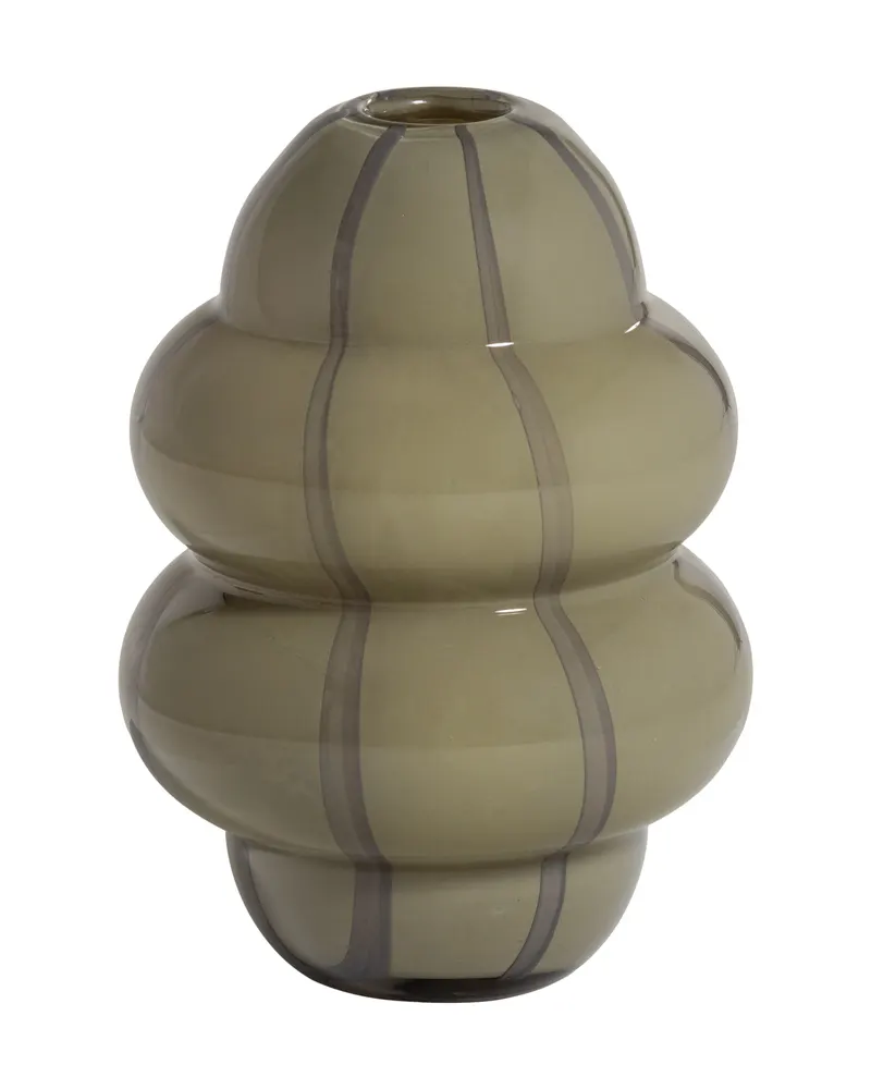 Kency Vase aus Glas mit Streifen, Grau