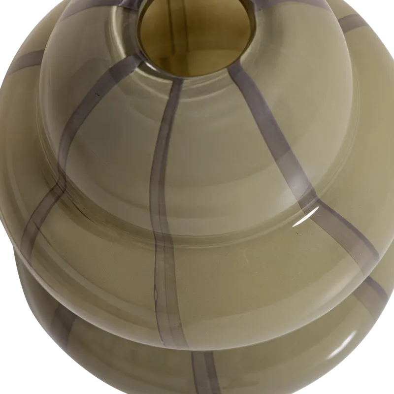 Kency Vase aus Glas mit Streifen, Grau, Detail