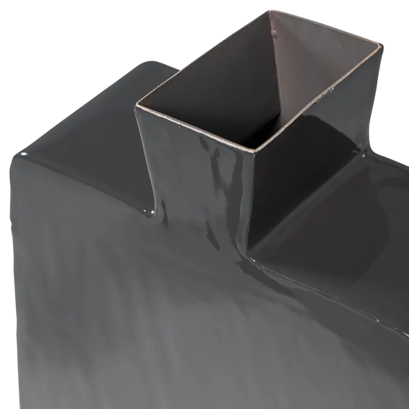Kimi Vase aus Metall, Dunkelgrau, Detail