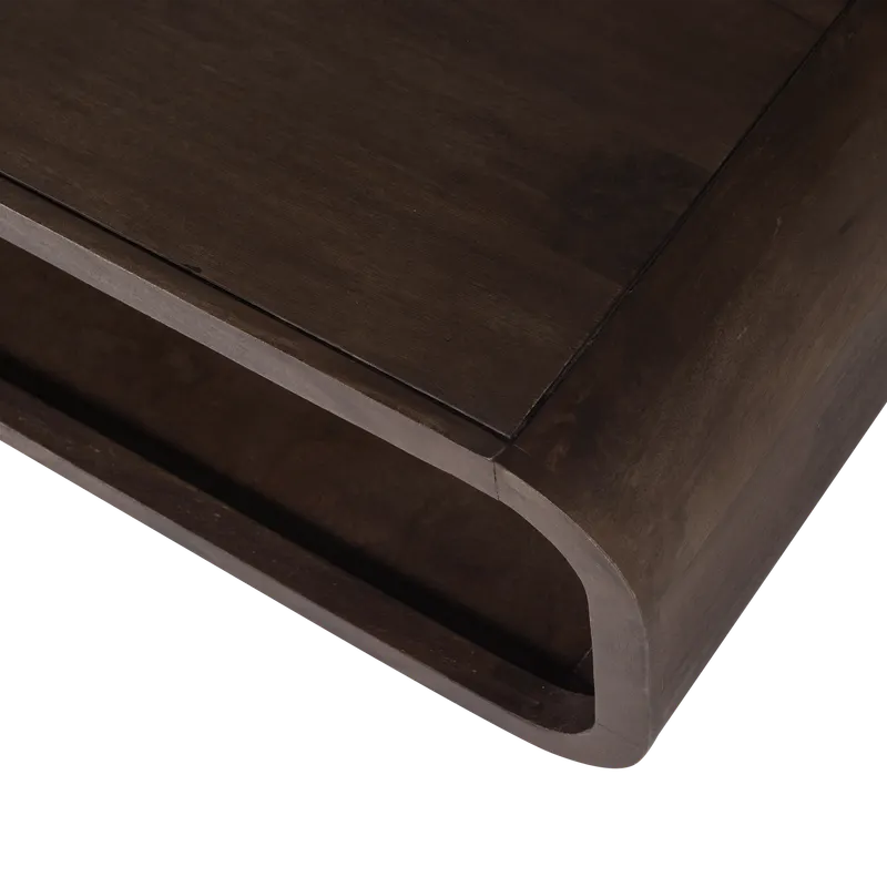 Kinu Couchtisch mit abgerundeten Ecken, Dunkelbraun, Detail, Ansicht 1