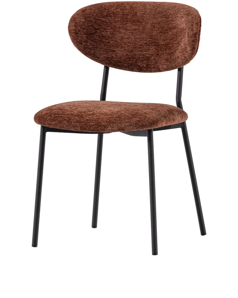 Kjeld Esszimmerstuhl aus Chenille, Braun, Ansicht 1