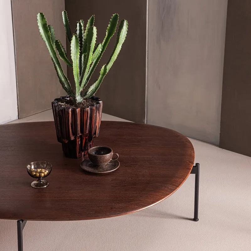 Kota Couchtisch aus MDF mit Furnier, Braun, im Wohnraum, Ansicht 2