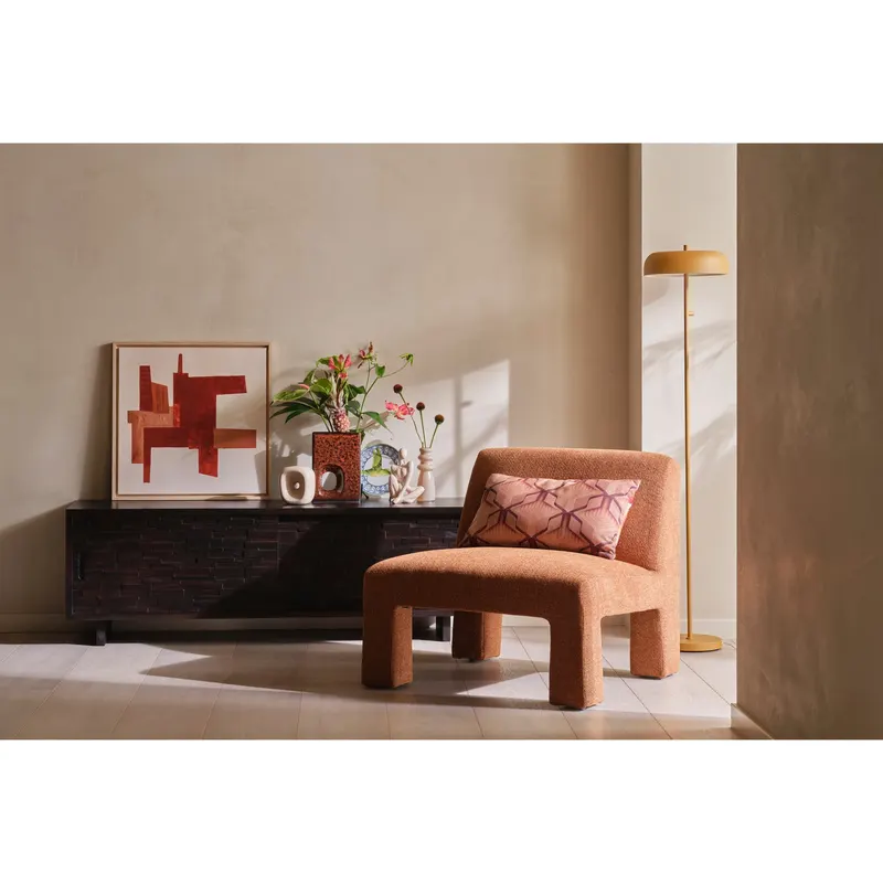Lavid Sessel mit gewebtem Stoff, Ginger, im Wohnraum