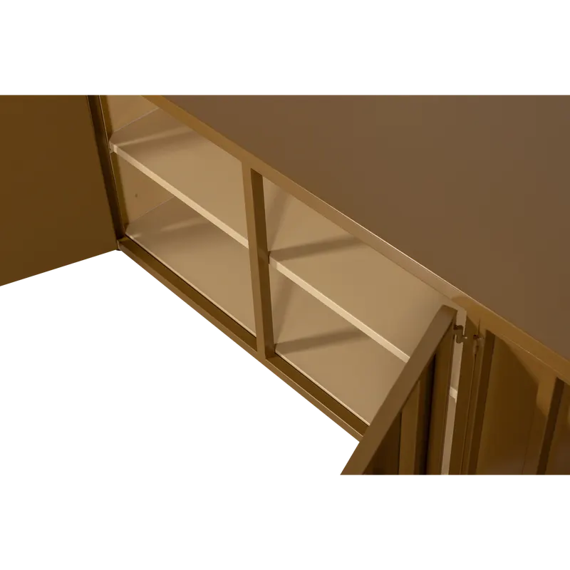 Level TV-Möbel mit Türen und Kabelöffnungen, Honiggelb, Detail, Ansicht 2
