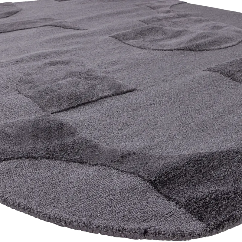 Livo Teppich aus Viskose-Woll-Mix, Grau, Detail, Ansicht 1