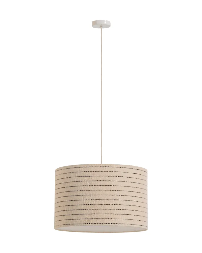 Loft Hängelampe mit Bouclé-Schirm, Natur mit Streifen, Ansicht 1