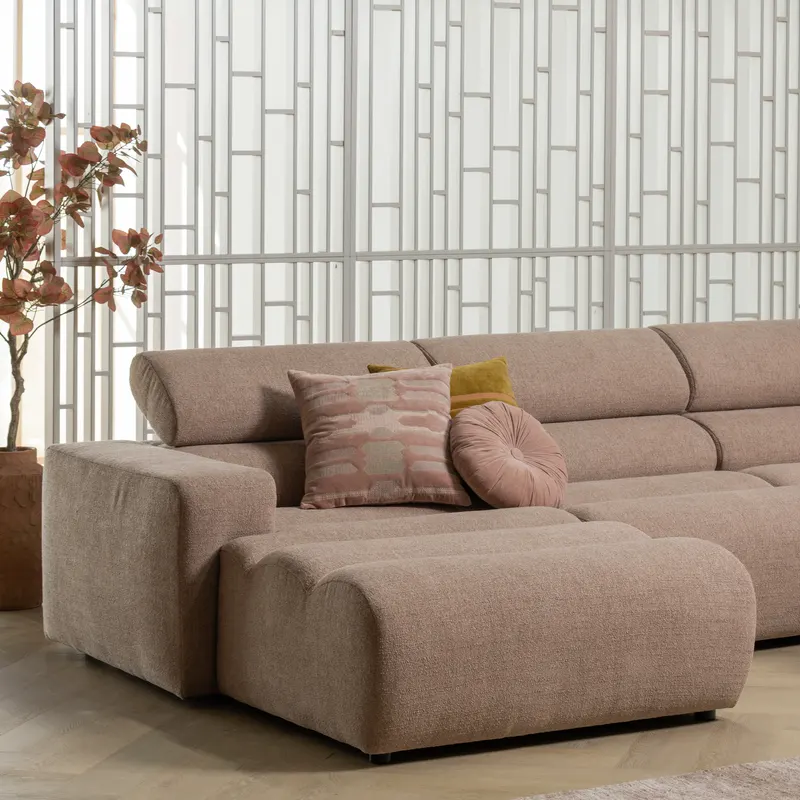 Lovi Teppich mit grafischem Muster, Taupe, im Wohnraum, Ansicht 2