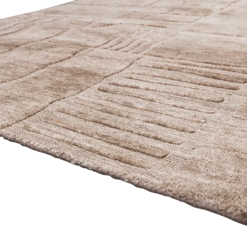 Lovi Teppich mit grafischem Muster, Taupe, Detail