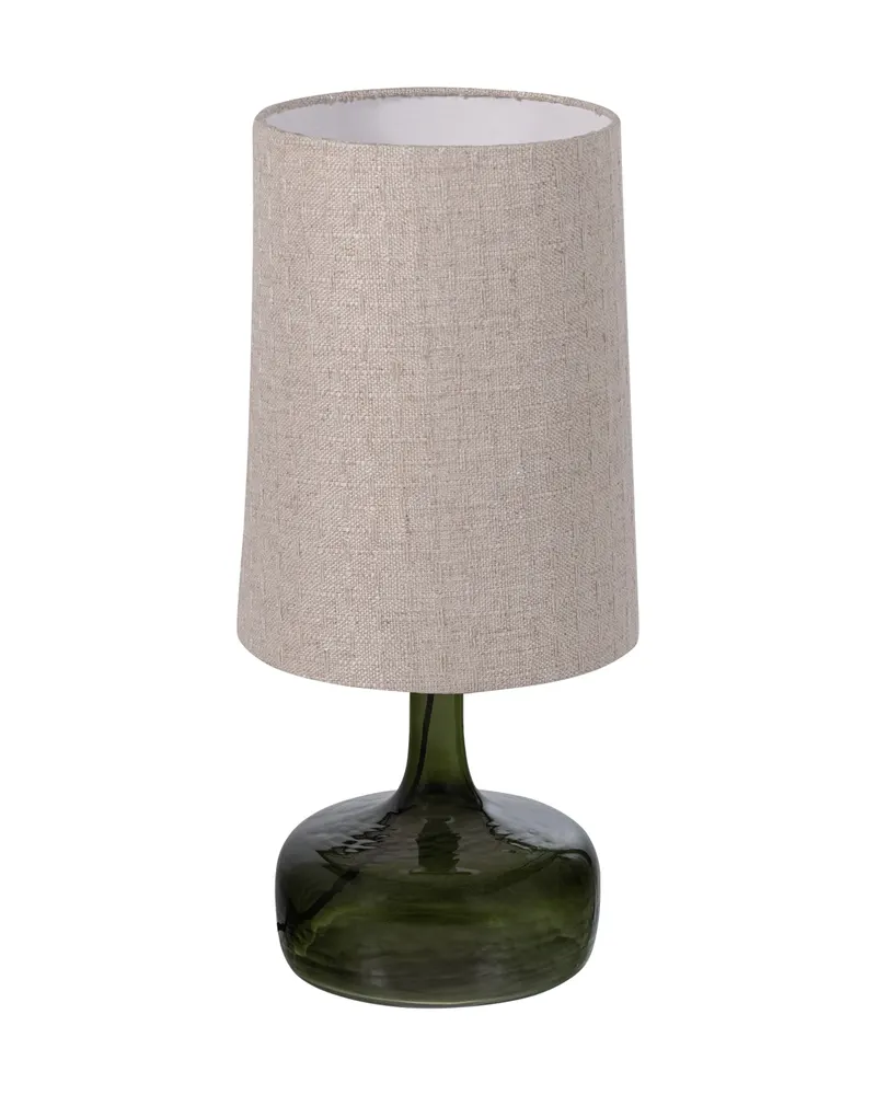 Luma Tischlampe, Glas grün, Schirm Natur
