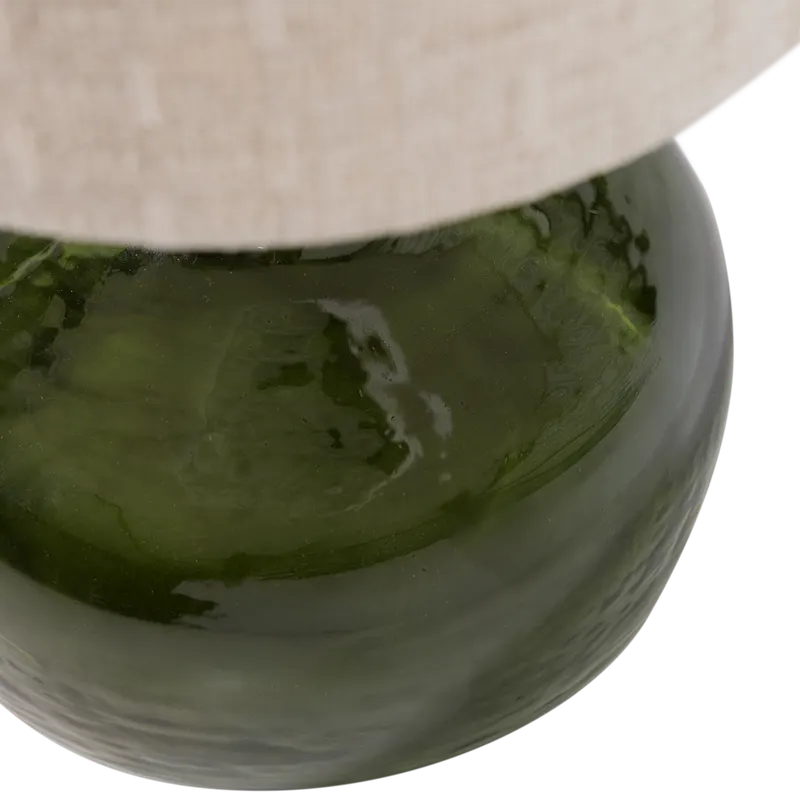 Luma Tischlampe, Glas grün, Schirm Natur, Detail, Ansicht 2