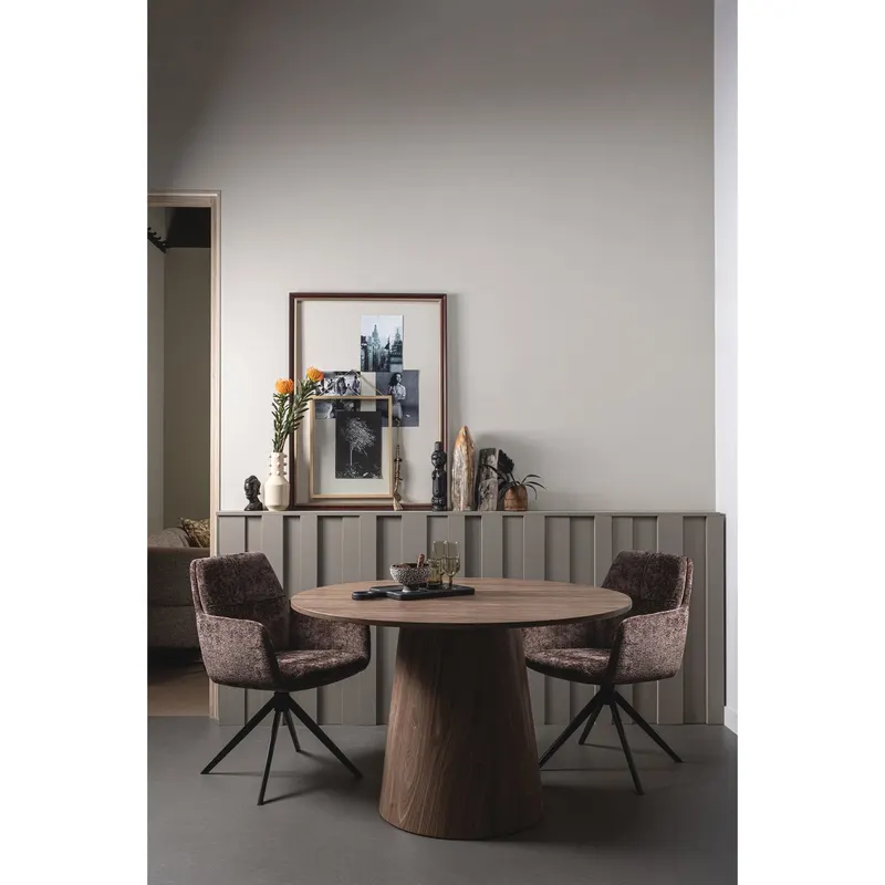 Maan Esstisch, rund, Ø 120 cm, Walnuss, im Wohnraum, Ansicht 1