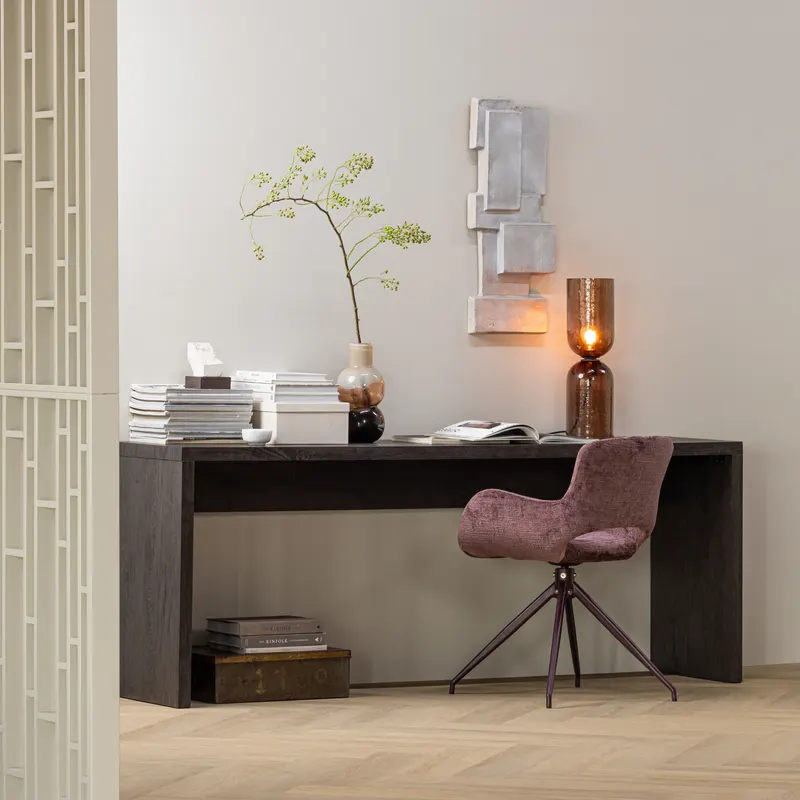 Maan Schreibtisch, Dunkelbraun, im Wohnraum, Ansicht 1
