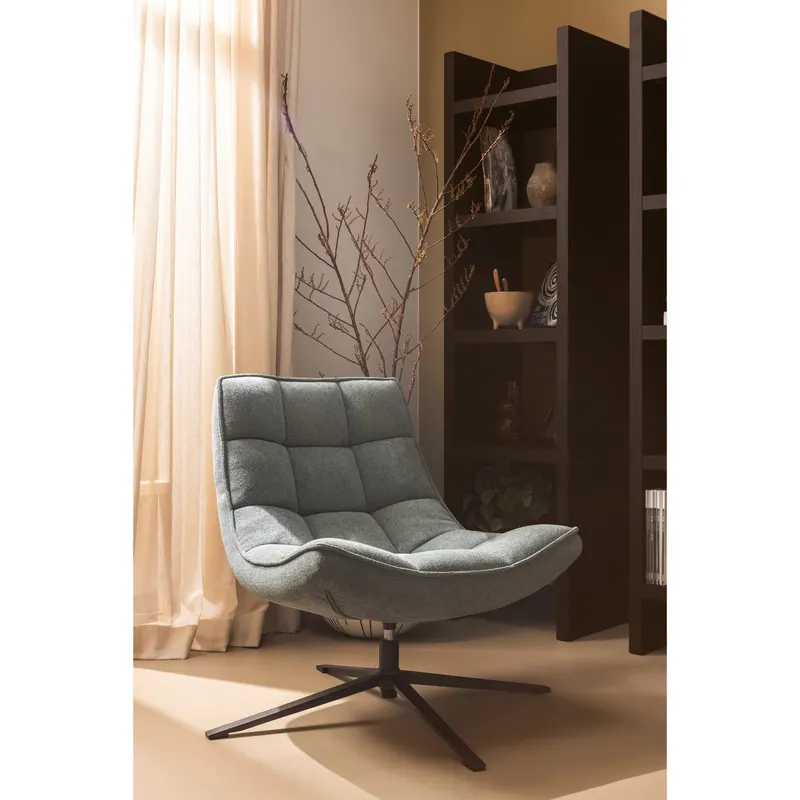 Maudi Drehsessel, Blaustein, Polyester, im Wohnraum, Ansicht 1