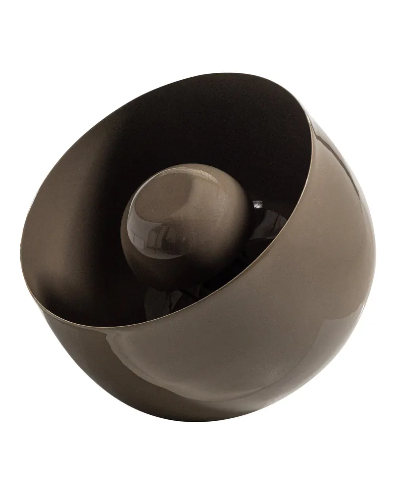 Mero Tischlampe mit runder Metallform, Mokkabraun, Ansicht 1