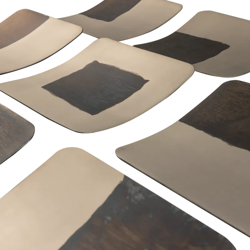 Nami Wandobjekt, 9er-Set aus Metall, Nickel, Detail, Ansicht 1