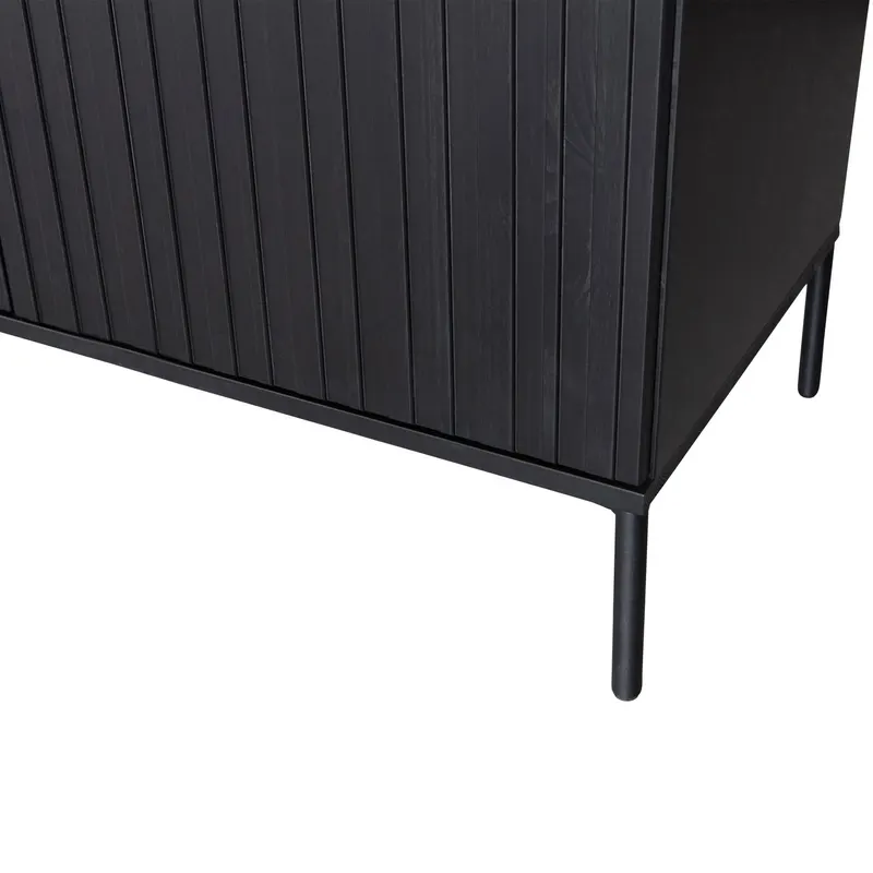 New Gravure Sideboard mit vier Relieftüren, Schwarz, Detail, Ansicht 2