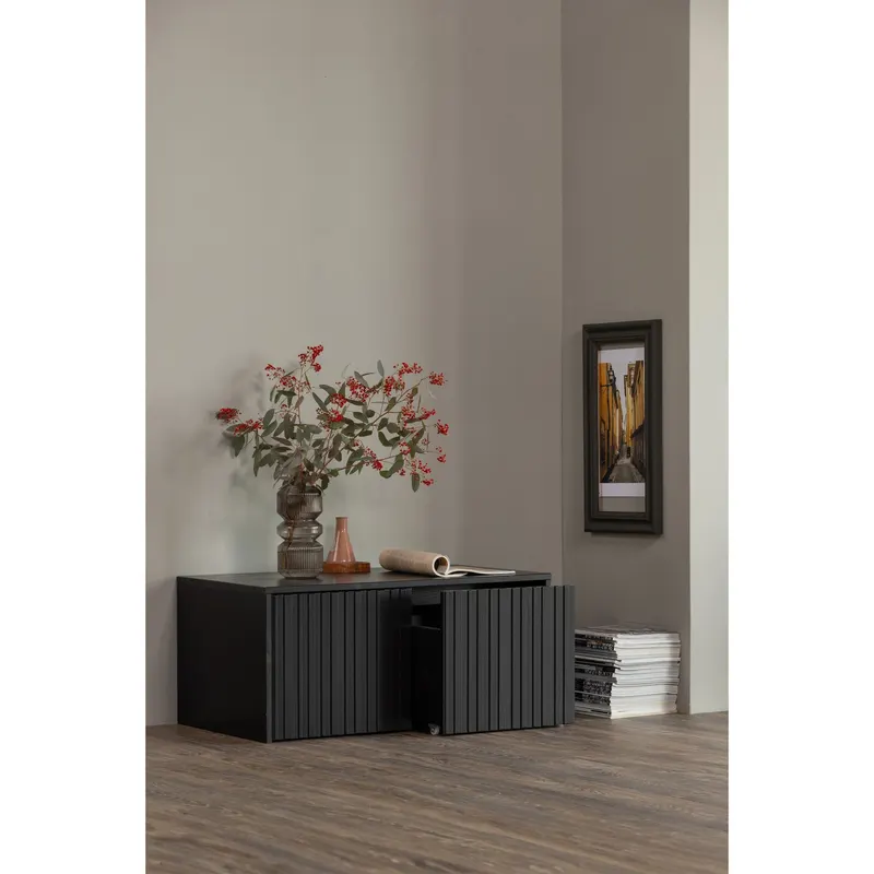 New Gravure Sitzbank, Schwarz, im Wohnraum, Ansicht 1